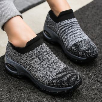 gris Zapatillas casual de gran tamaño para mujer 