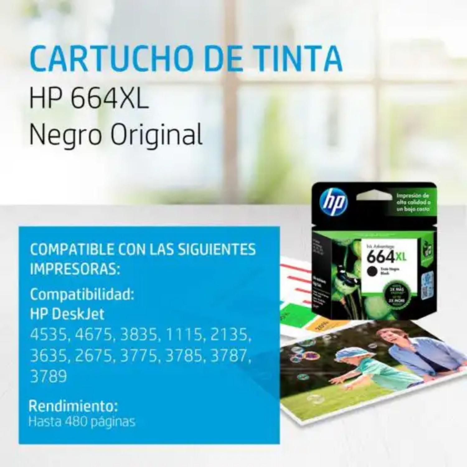 TINTA HP 664XL NEGRO ALTO RENDIMIENTO INK ADV 2135,1115 (F6V31AL)