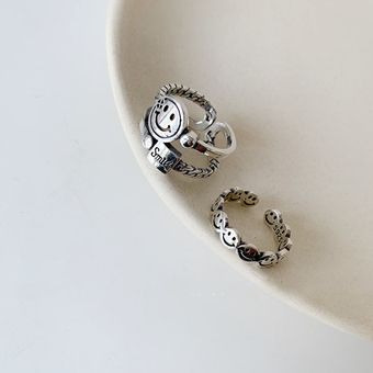 Anillo De Sonrisa Retro Niña Punk Hip Hop Abre Anillo Anillo 