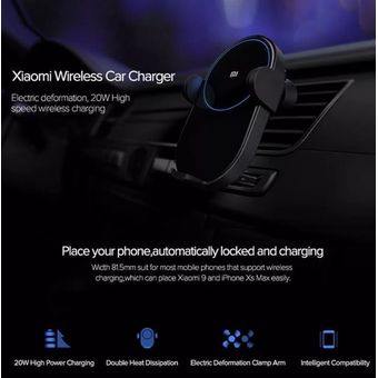 Cargador Inalambrico Xiaomi 20w Carga Rápida Para Carro