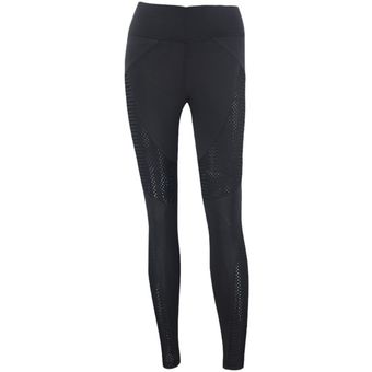 Gasa seca rápido pantalones de yoga fitness Running Leggings cosiendo pantalones deportivos-Negro 