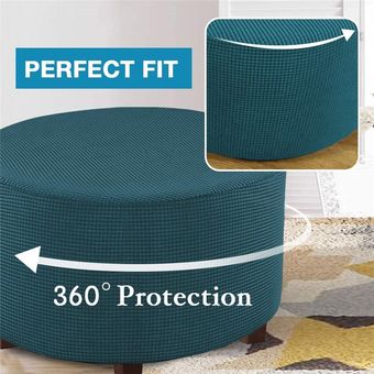 #Khaki Funda elástica redonda para reposapiés,Protector de reposapiés extraíble,lavable,para almacenamiento de sofá y pie,para sala de estar 