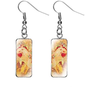 Pendientes Rectangulares Vintage Alphonse Mucha Beauty De La 