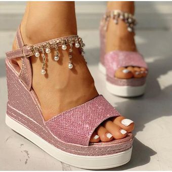 Sandalias De Cuña Con Detalle De Tachuelas Para Mujer Zapatos sandalias 