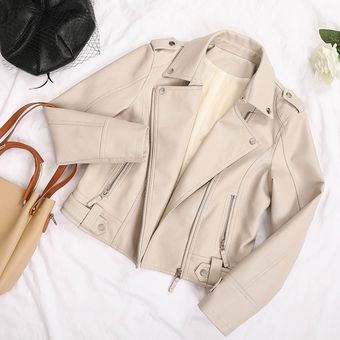 abrigo informal ajus Sungtin-Chaqueta de cuero sintético para mujer 