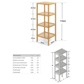 Estante Organizador Multiuso De Bambú 4 Niveles