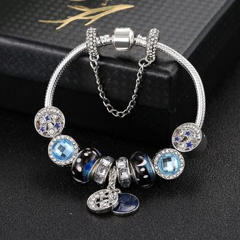Boho 18cm Ethnic Style Fashion Blue Sky Star Moon Abalorio Bracelets 