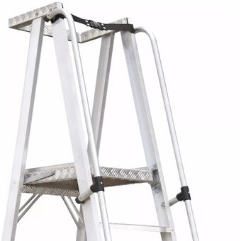 Escalera Tijera con plataforma de aluminio 4 pasos - Promart