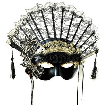 accesorios de Cosplay de carnaval veneciano para mujer máscaras de moda para Festival de Navidad y Halloween #StyleD Máscara de abanico H3419 para mujer 