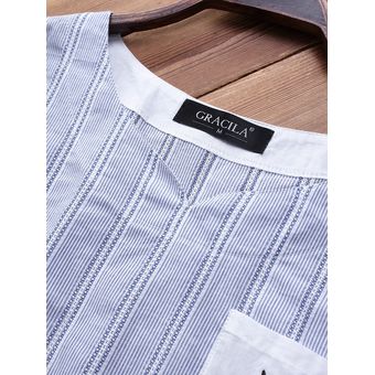 Blusa de manga larga con bordado de gato para mujer Grey 