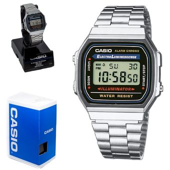  Casio Reloj de pulsera digital clásico de acero inoxidable para  hombre, con alarma y cronómetro, y características de calendario  automático, con un cierre de cierre ajustable, resistente al agua, : Ropa