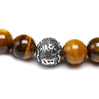 Piedra Natural De Ojo De Tigre Con Pulsera Om Mani Padme Hum 