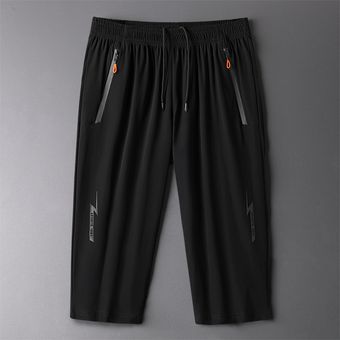 Pantalones casuales de cinco puntos de verano para hombre negro 