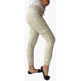 Pantalón jogger dril licrado pitillo strech 6 bolsillos para mujer