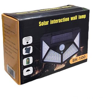 Lámpara Solar 100 Luces Led Exteriores Sensor Movimiento Bk