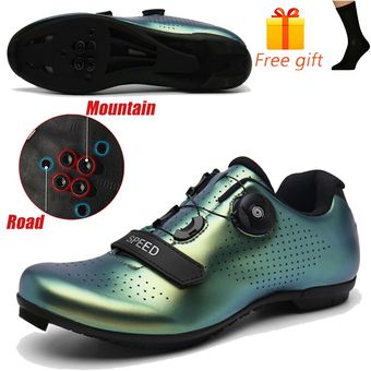 Zapatillas deportivas de Ciclismo para hombre,calzado deportivo profesional con autosujeción para Bicicleta de montaña #green mountain lock 