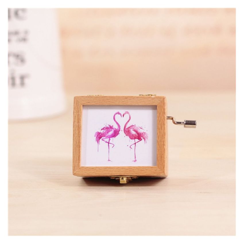 Regalo creativo rosa chica corazón retro mano música caja de madera caja de madera caja de regalo de regalo de madera