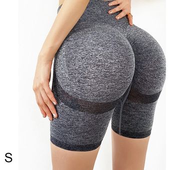 Slim de cintura alta pantalón corto deportivo para Yoga las mujeres simple nailon suave Fit #Black Slim de cintura alta pantalón corto deportivo para Yoga las mujeres simple nailon suave Fit #Black