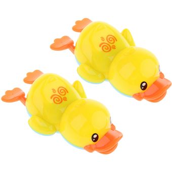 2 piezas Wind Up Swimming Yellow Duck Kids Bathing Time Toy Aprendizaj 