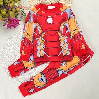 Marvel Avengers Conjunto de pijamas para niños Spiderman Capitán América Thor Thorke Ironman Ropa de manga larga 
