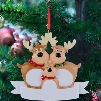 Reno Familia Decoración Resina Colgando Árbol de Navidad personalizado Adornos 