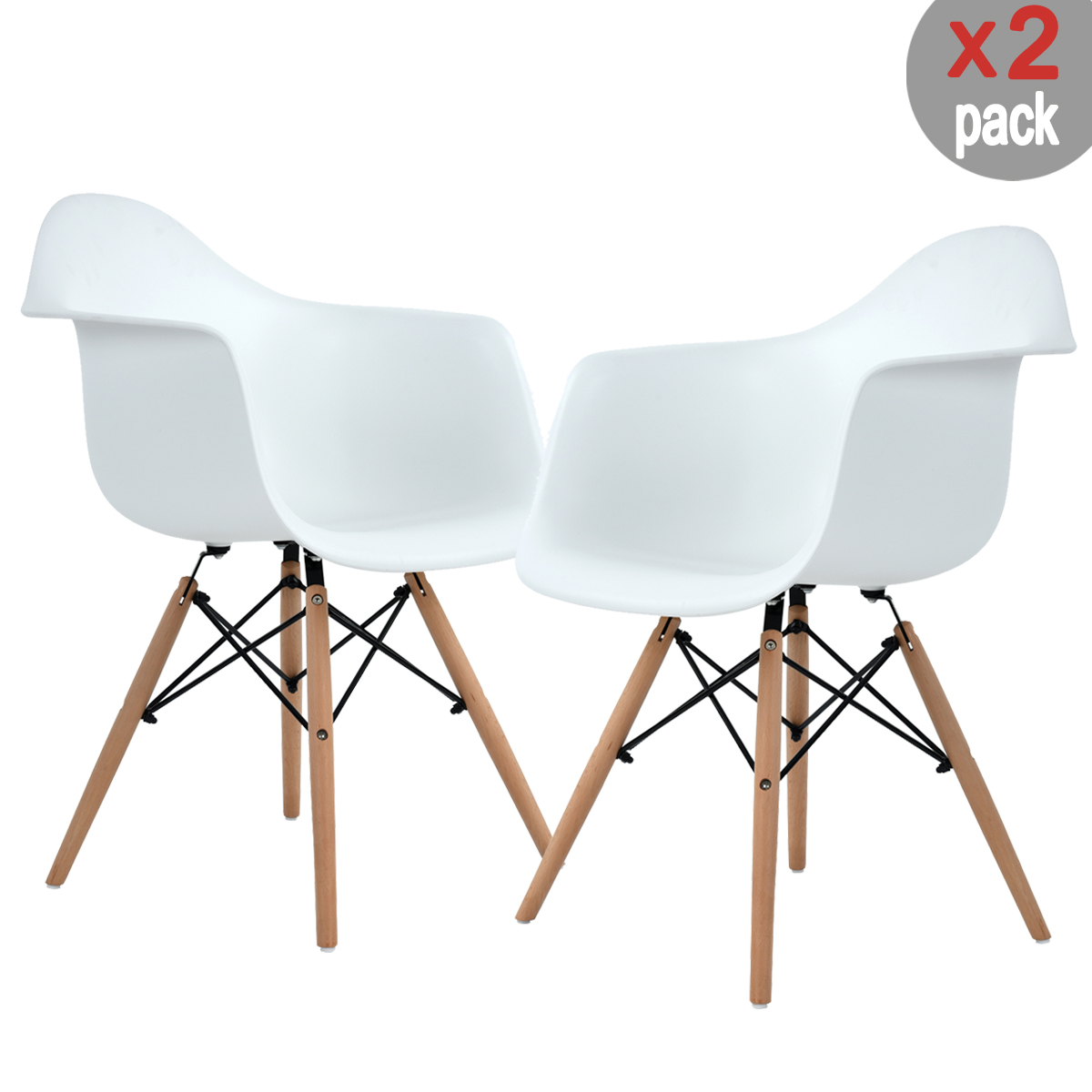 Set de 2 sillas Eames con Brazos Keiä Kohler-Blanco