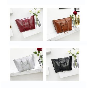 Vintage Piel de aceite 4pcs Mujeres Bolsas compuestas Mujer PU de cuero de cuero Bolso 