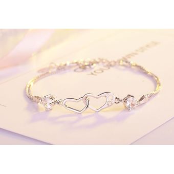 925 Pulsera De Pulsera De Pulsera De Cristal De Doble Cadena 
