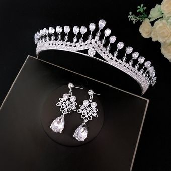 Kmvexo New Rhinestone Brilliance Jewelry Suite Crown Collar 