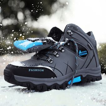Los hombres de la marca de invierno nieve botas zapatillas de deporte de cuero muy cálidas botas de los hombres al aire libre hombre Botas de senderismo zapatos de trabajo zapatos tamaño 39-47 