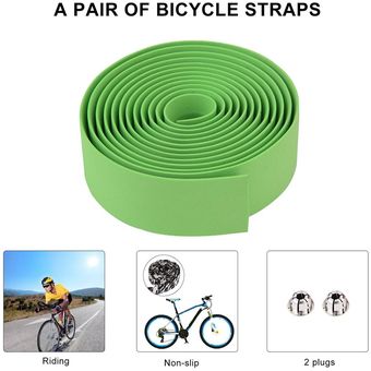 2 Barra Tapones Verde 1 par Camino para bicicleta de manillar barra de agarre de la cinta enrollar cinta de 