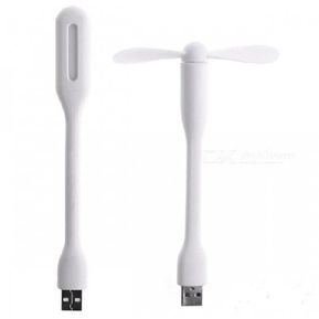 Mini Ventilador USB Flexible + Lámpara de Luz led USB  Blanco