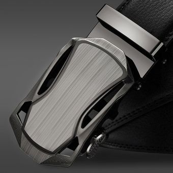 Cinturones De Piel Auténtica Para Hombre Faja Automática De Cuero Color Negro Marca De Lujo Novedad De 