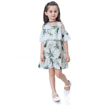 Piña impresión de la princesa del partido adolescentes vestidos de novia Vestidos ropa de las muchachas 100cm de color Lago 