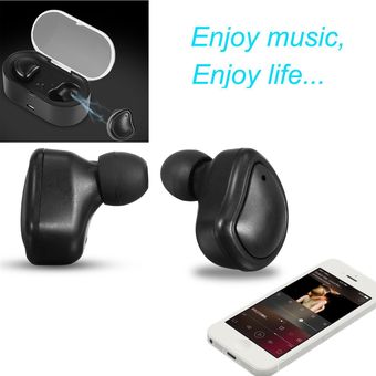 Auriculares duales estéreo inalámbricos Bluetooth con soporte de caja 