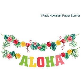 Decoración para fiesta hawaiana con pancarta y banderines Fiesta tr 