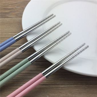 Estilo chino antideslizante herramienta de la cocina Vajilla palillos de acero inoxidable 