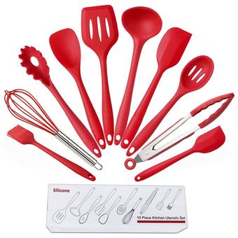 Antiadherente Juego de utensilios de cocina de silicona conjunto de 10 herramientas de la cocina 