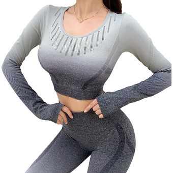 Conjunto deportivo de Yoga para mujer  Top de manga larga de secado .. 