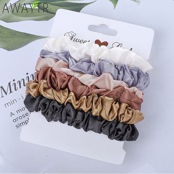 Scrunchies lazo para el pelo cinta mujeres pelo accesorios satén Scrunchies de cola de caballo de regalo hecho a mano Heandband G 6pcs 