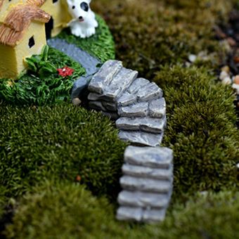 2 piezas Mini jardín de resina en miniatura pasos de piedra camino esc 