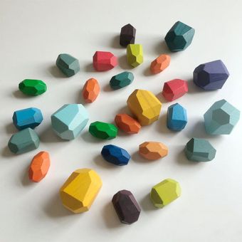 Piedras de colores de madera Jenga Juguetes educativos Adornos Jenga Desarrollo de habilidades 
