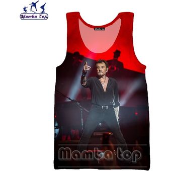 Camiseta de Johnny Hallyday con estampado 3D de cantante de Rock de Mamba camiseta Punk de verano 