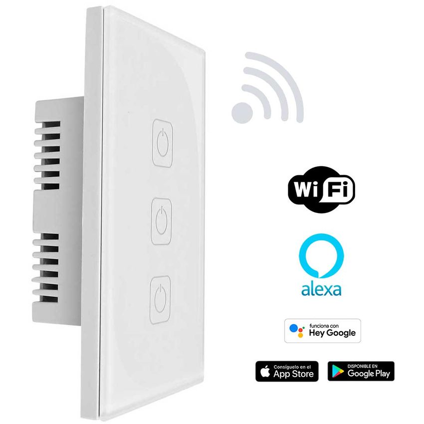 Interruptor Smart Wifi 3 Botones Touch Tecnolite CREATOR III