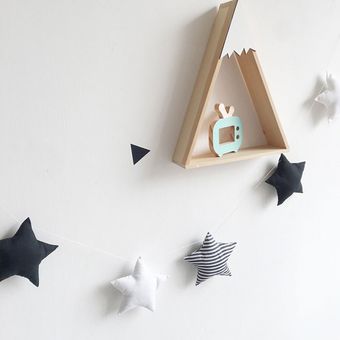 guirnaldas de luna y estrella para dormitorio de niña accesorios para fotos adornos colgantes de pared hechos a mano Decoración nórdica para habitación de bebé 