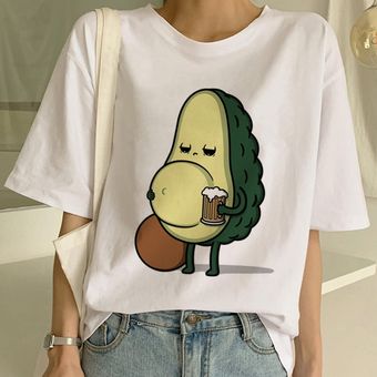 Camiseta con dibujo de aguacate vegano de manga corta camiseta Casual fresca pequeña para muje HON 