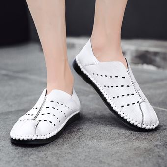 Mocasines sin cordones de gran tamaño 48 para hombre Zapatos de conducción cómodos Zapatos de vadeo antideslizantes Blanco 