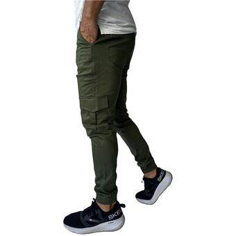 Pantalón jogger dril licrado pitillo strech 6 bolsillos para mujer