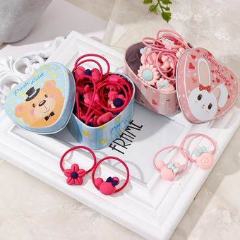 20 unidslote nueva caja de regalo embalado chicas de dibujos animados lindo elástico para el pelo sombreros gomas bandas de goma diademas para el cabello Accesorios 