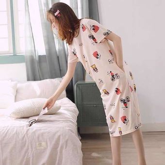 Camisones mujer impreso encantadora dulce estilo coreano pijamas ropa de casa damas Casua Color#17 